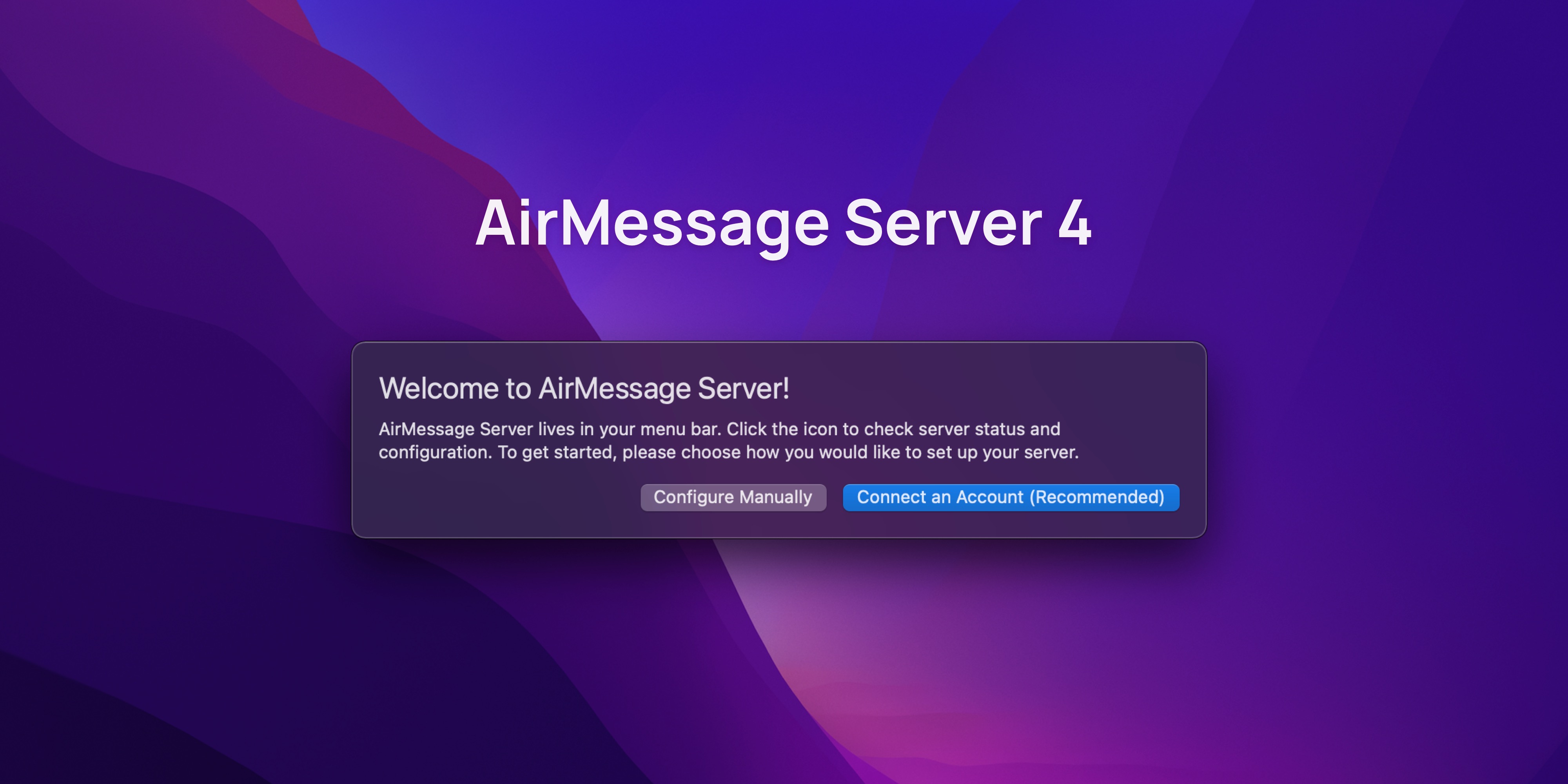 AirMessage Server 4 running on macOS 12